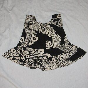 Vtg E & K Fashion Made In Hawaii Black Ivory Hawaiian Tribal Print Dress 12M